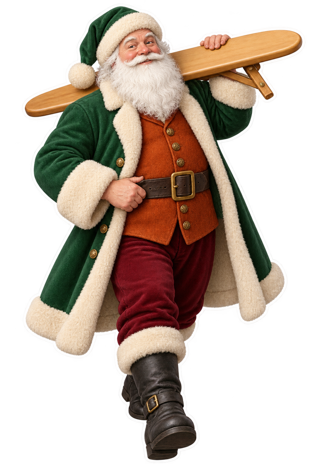 Santa Antique Wooden Tailors Sleeve Board Vinyl Sticker Decal