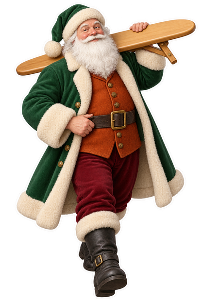 Santa Antique Wooden Tailors Sleeve Board Vinyl Sticker Decal