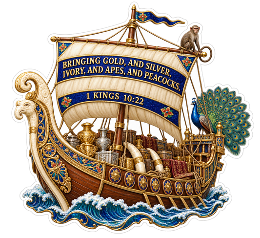 Bible Navy Ivory Peacocks 1 Kings 10 22 Vinyl Sticker Decal