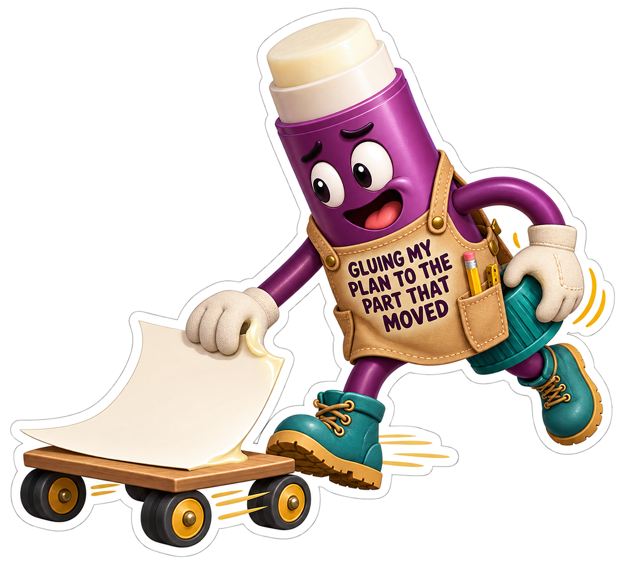 Gluing Plan Moving Part Glue Stick Vinyl Sticker Decal