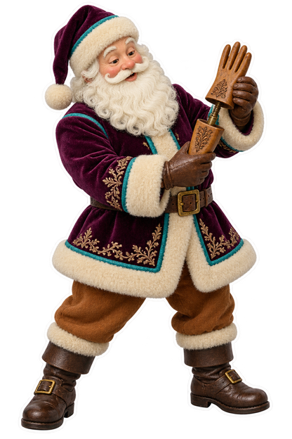 Santa Antique Wooden Glove Stretcher Vinyl Sticker Decal