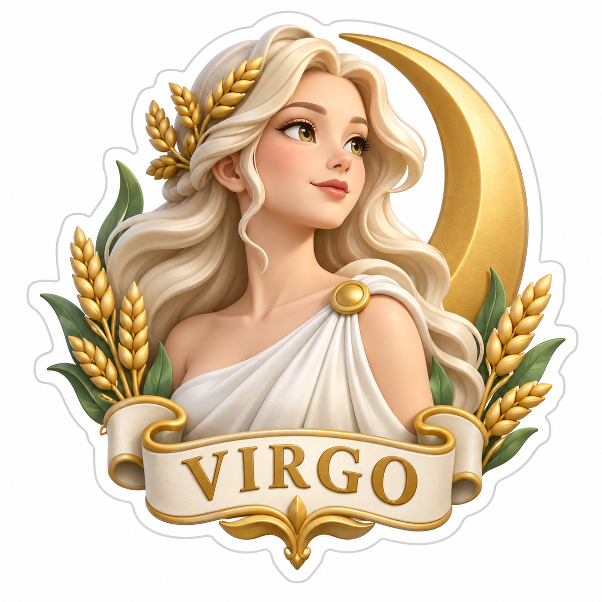 Virgo Ivory Silver Vinyl Sticker Decal