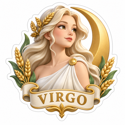 Virgo Ivory Silver Vinyl Sticker Decal