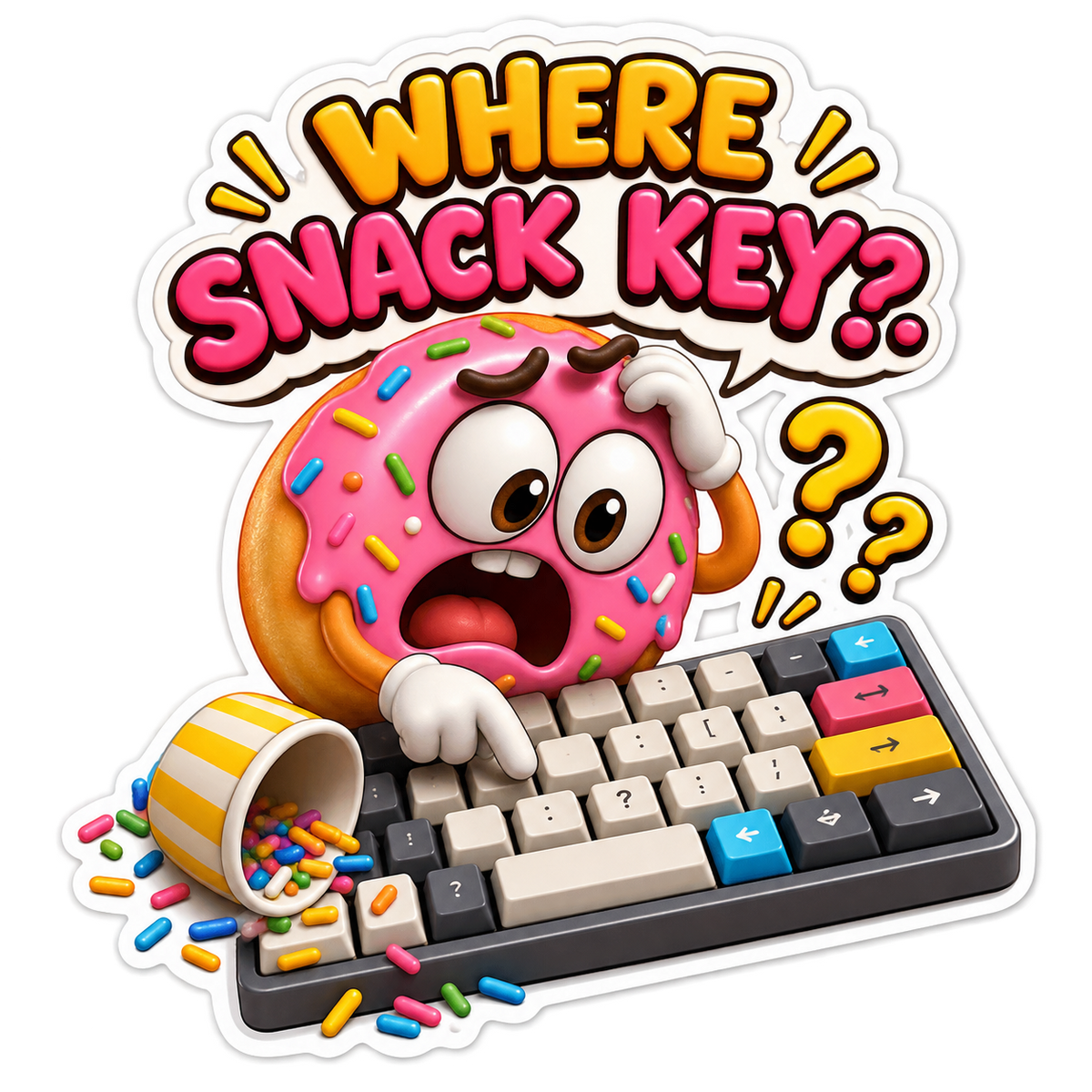 Where Snack Key Donut at Keyboard Vinyl Sticker Decal