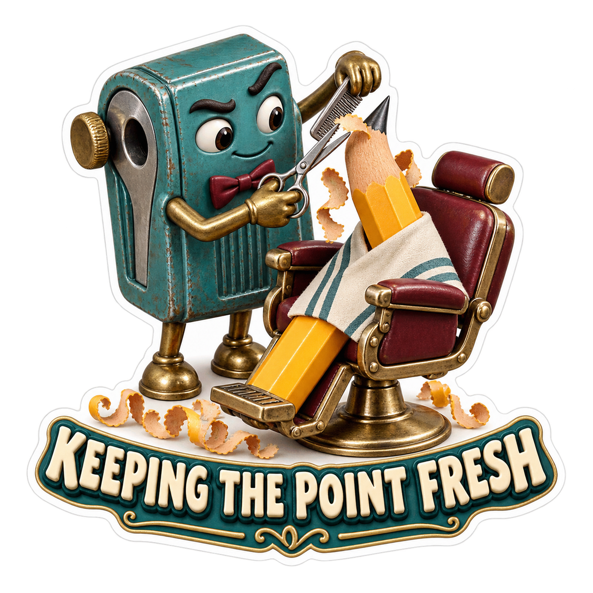 Keeping the Point Fresh Pencil Barber Vinyl Sticker Decal