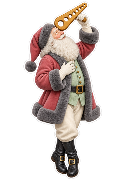 Santa Antique Boxwood Thread Spool Gauge Vinyl Sticker Decal