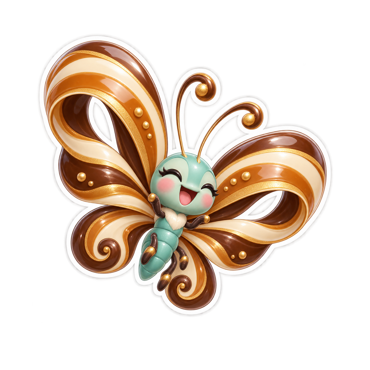 Caramel Ribbon Bounce Butterfly Vinyl Sticker Decal