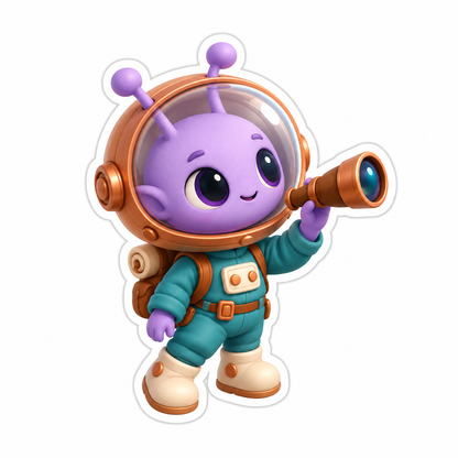 Lavender Alien Explorer Vinyl Sticker Decal