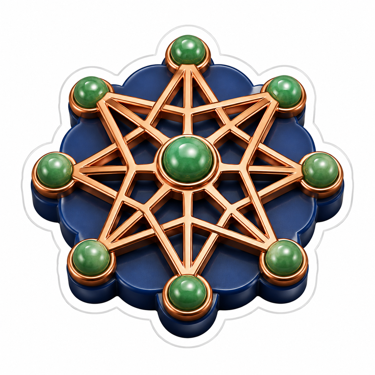 Copper Geometric Star with Green Gems Vinyl Sticker Decal