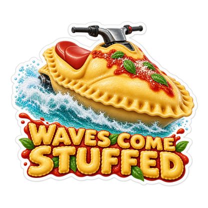 Waves Come Stuffed Vinyl Sticker Decal