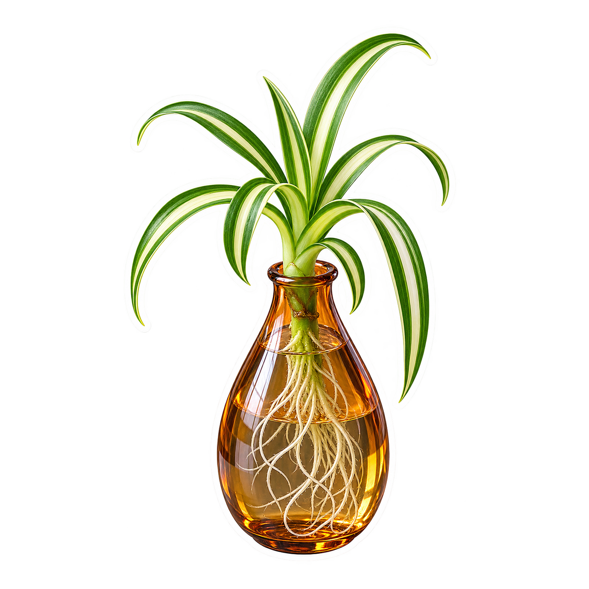Houseplant Propagation Spider Plant Amber Vase Vinyl Sticker Decal