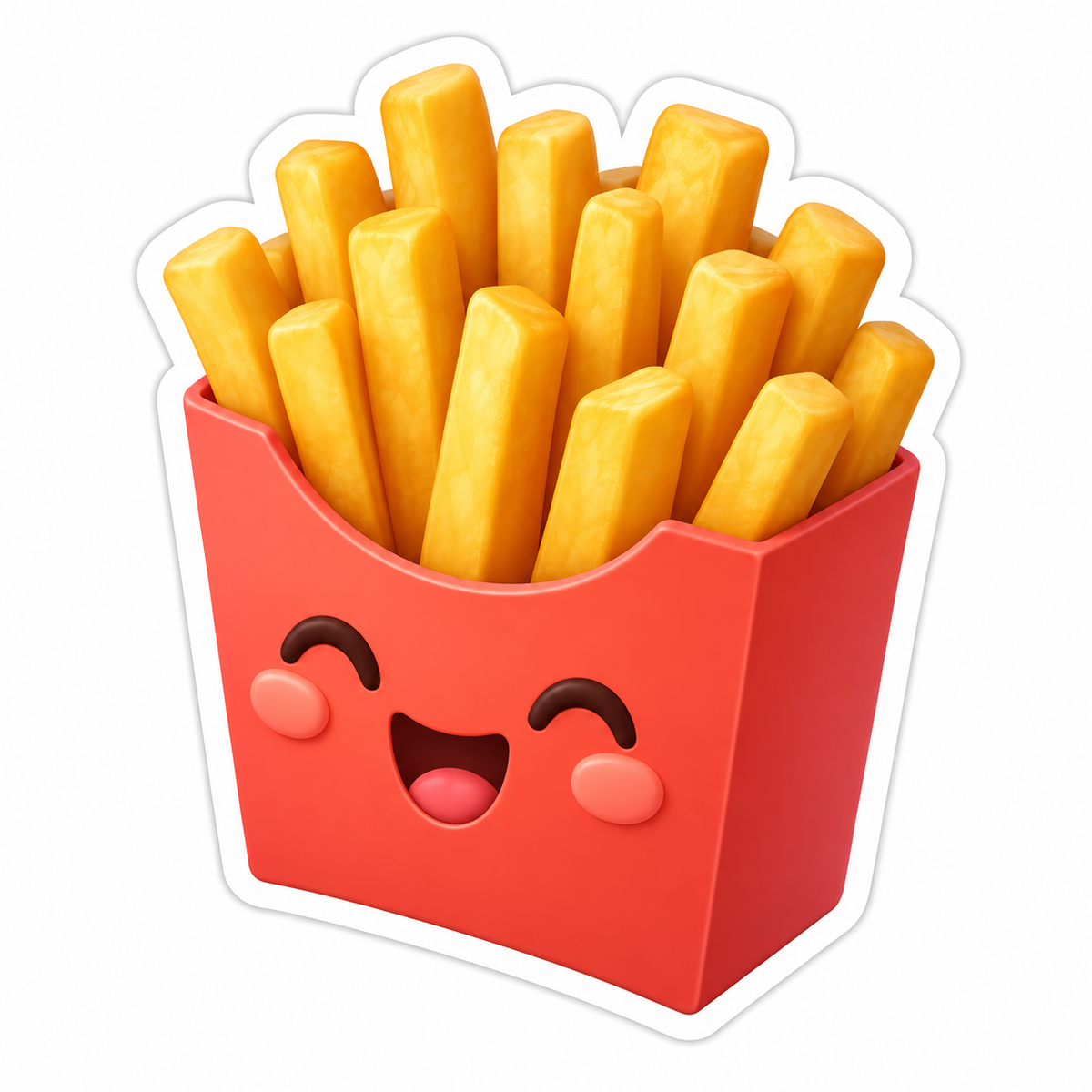 Cute Smiling Coral Carton Of Golden French Fries Vinyl Sticker Decal