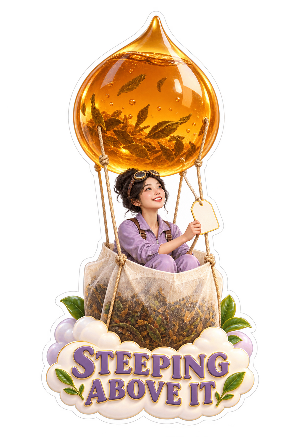 Steeping above It Tea Bag Balloon Vinyl Sticker Decal