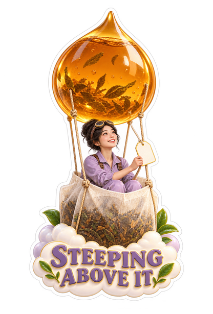 Steeping above It Tea Bag Balloon Vinyl Sticker Decal