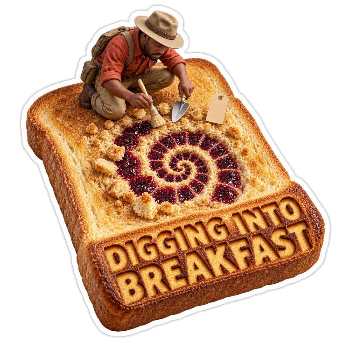 Digging Into Breakfast Toast Archaeologist Vinyl Sticker Decal