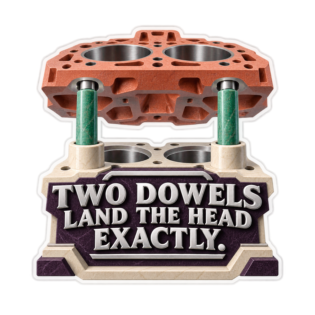 Cylinder Head Locating Dowels Vinyl Sticker Decal