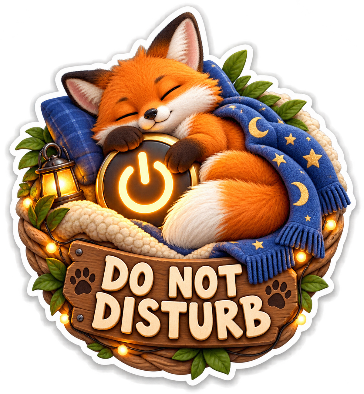 Do Not Disturb Fox in Star Blanket Vinyl Sticker Decal