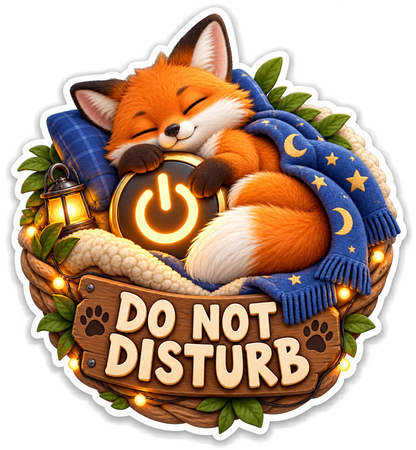 Do Not Disturb Fox in Star Blanket Vinyl Sticker Decal