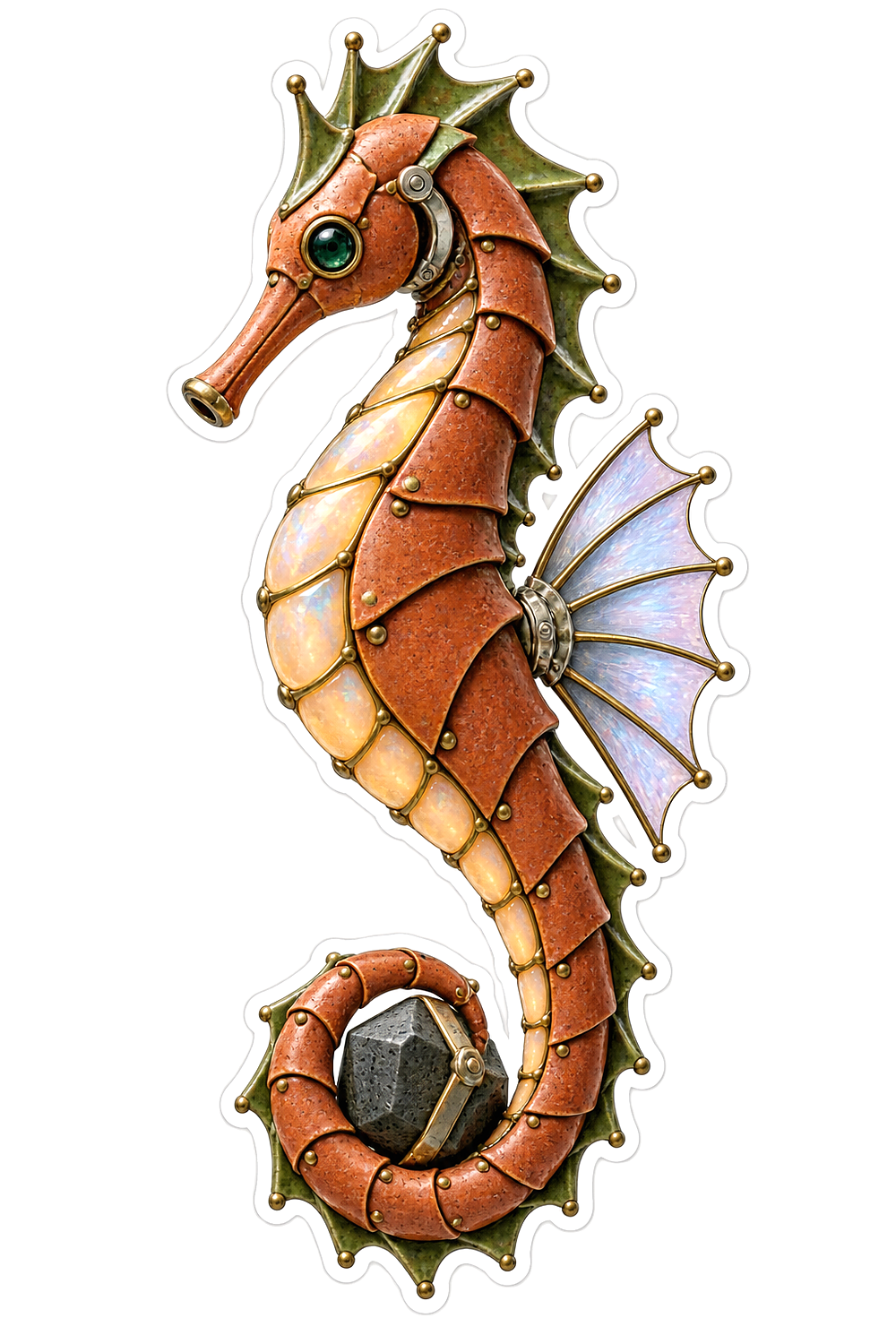 Original Terracotta Opaline Seahorse Vinyl Sticker Decal