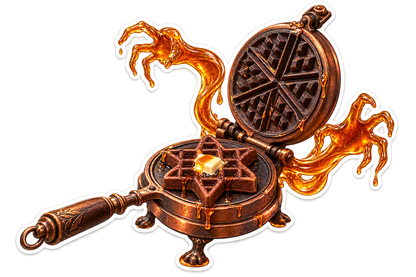 Haunted Copper Waffle Iron Vinyl Sticker Decal
