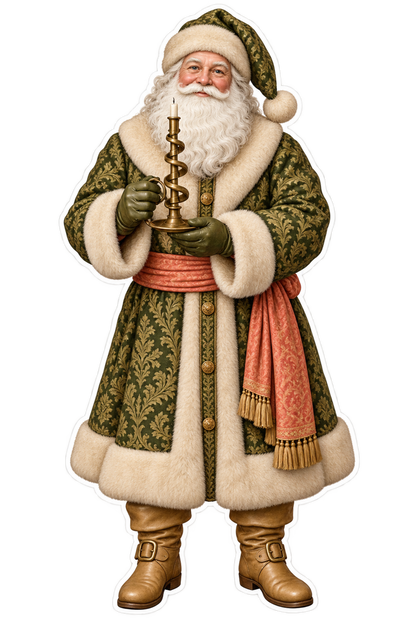 Santa Antique Brass Wax Jack Vinyl Sticker Decal
