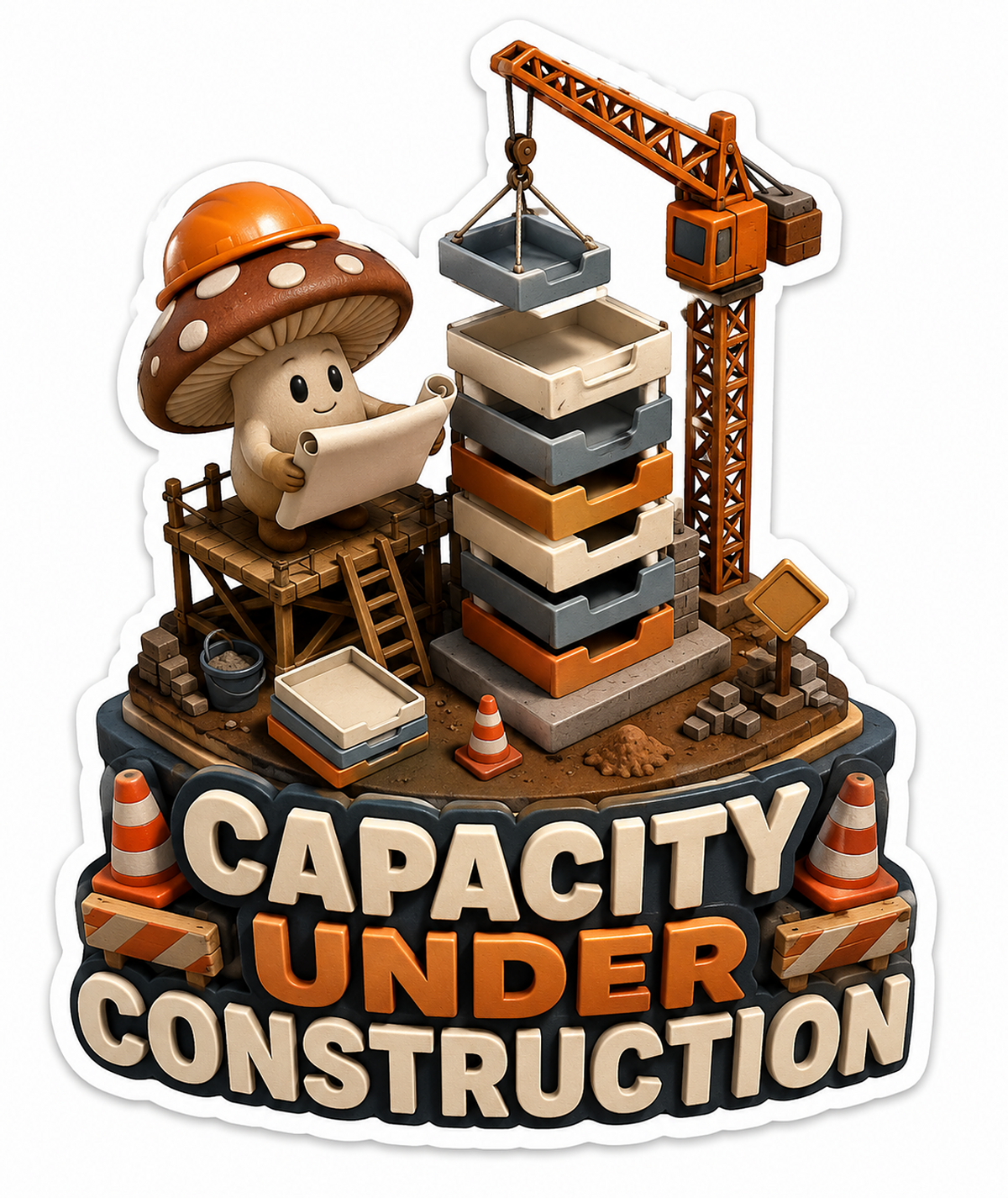 Capacity Construction Mushroom Vinyl Sticker Decal