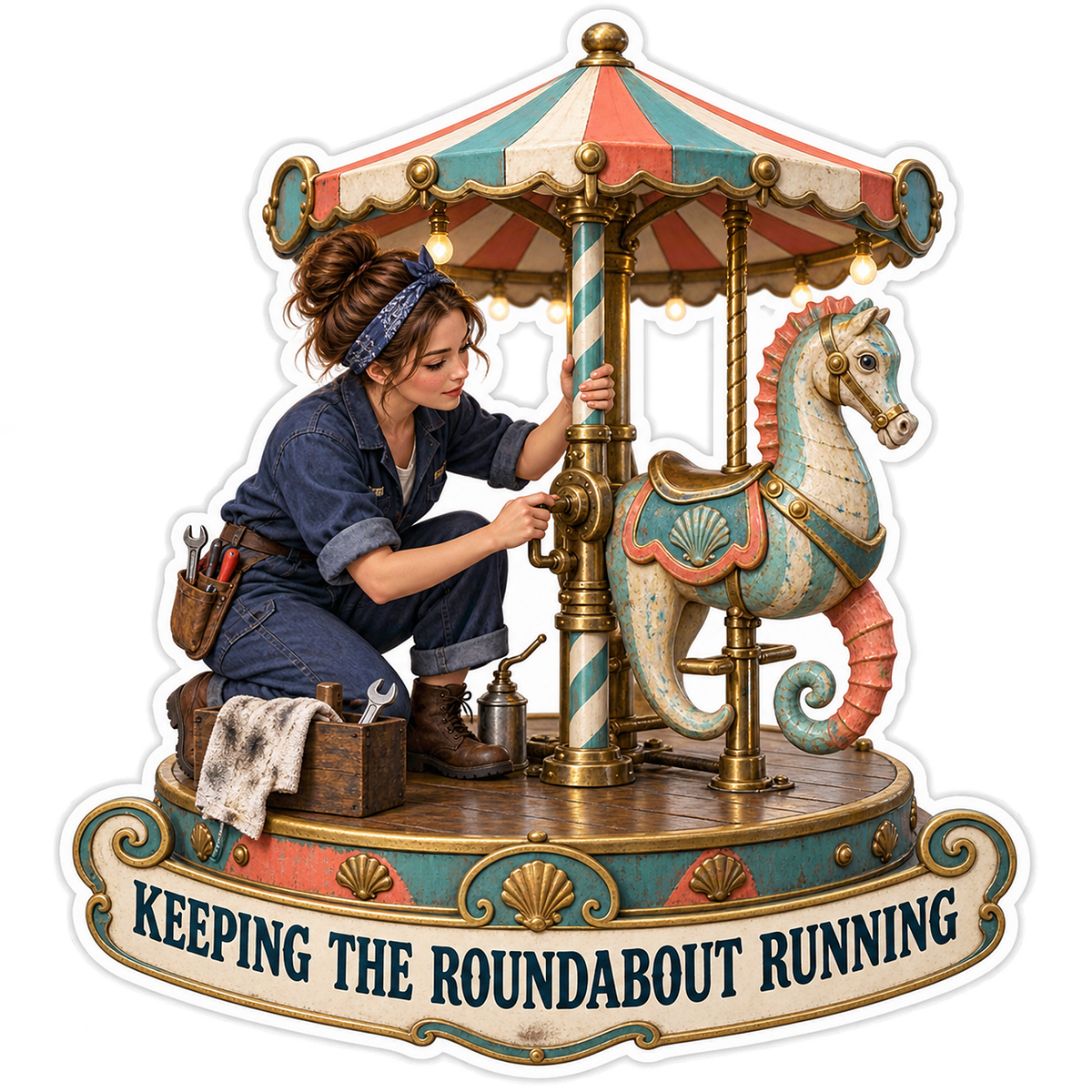 Keeping the Roundabout Running Carousel Vinyl Sticker Decal