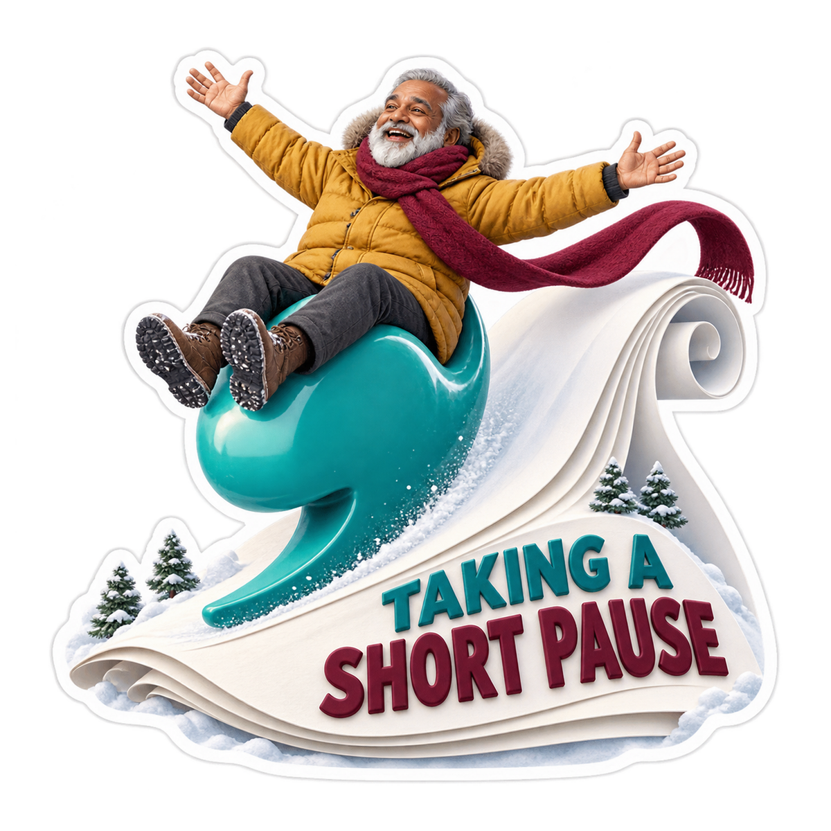 Taking a Short Pause Man Sliding on Paper Vinyl Sticker Decal