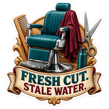 Fresh Cut Stale Water Teal Barber Chair Vinyl Sticker Decal