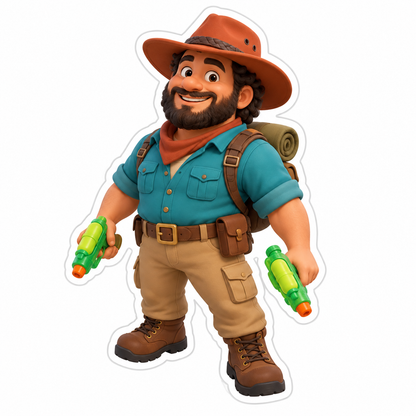 Stocky Desert Ranger With Curly Dark Beard Vinyl Sticker Decal