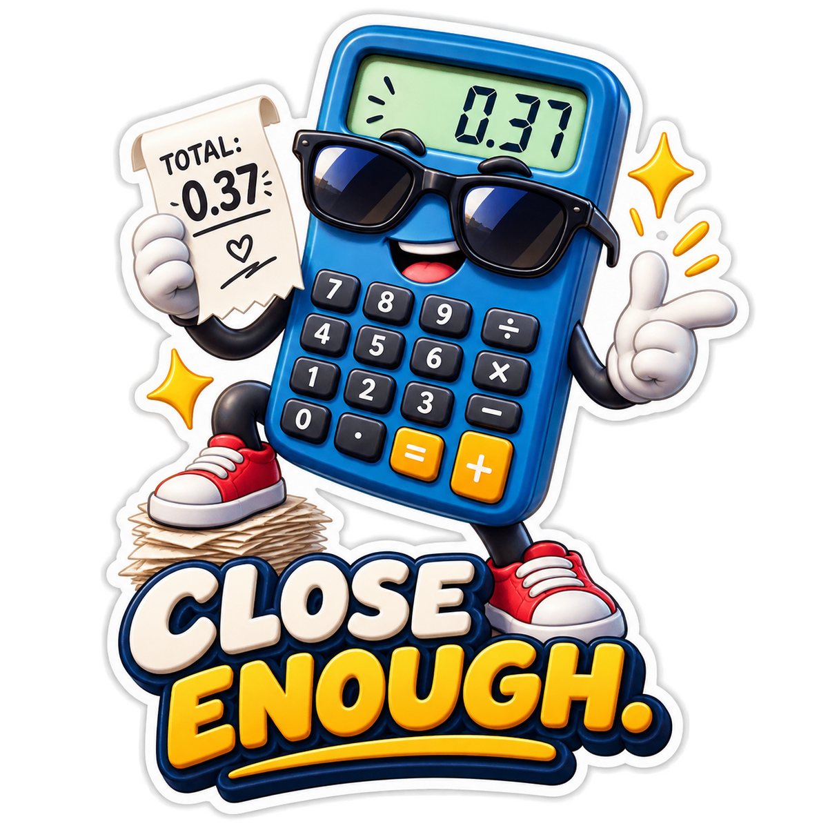 Close Enough Calculator and Receipt Vinyl Sticker Decal