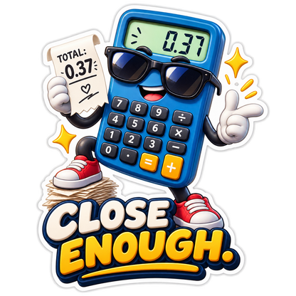 Close Enough Calculator and Receipt Vinyl Sticker Decal