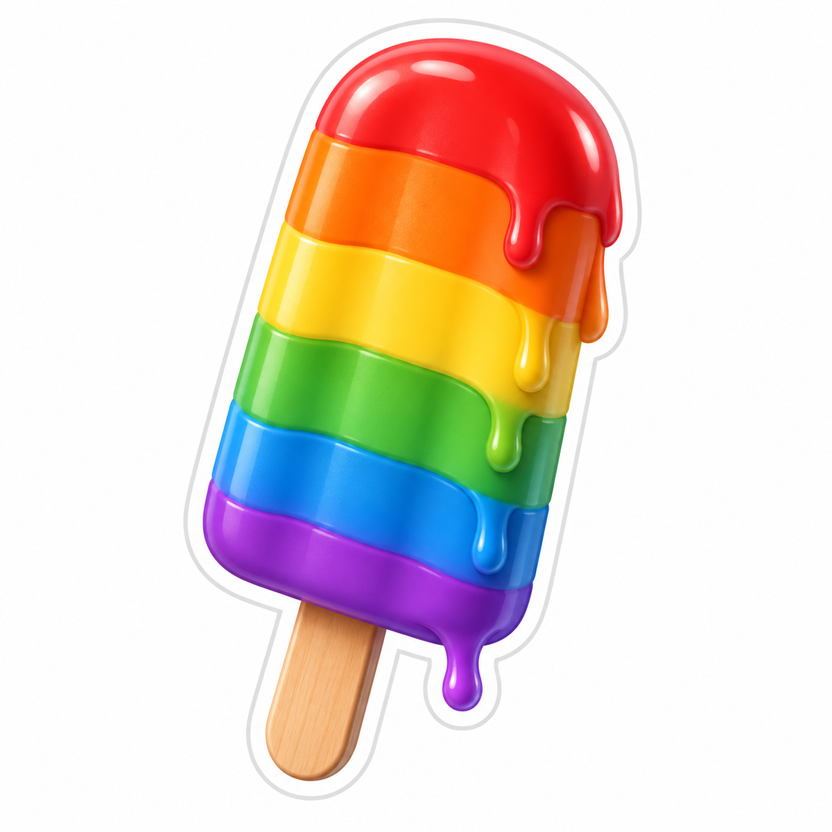 Melting Rainbow Ice Pop With Colorful Layers Vinyl Sticker Decal