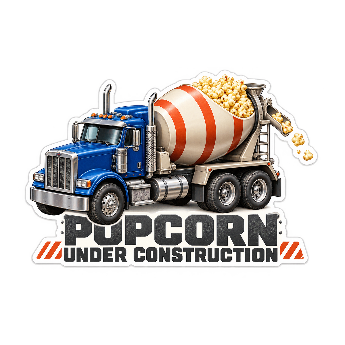 Popcorn Under Construction Mixer Vinyl Sticker Decal