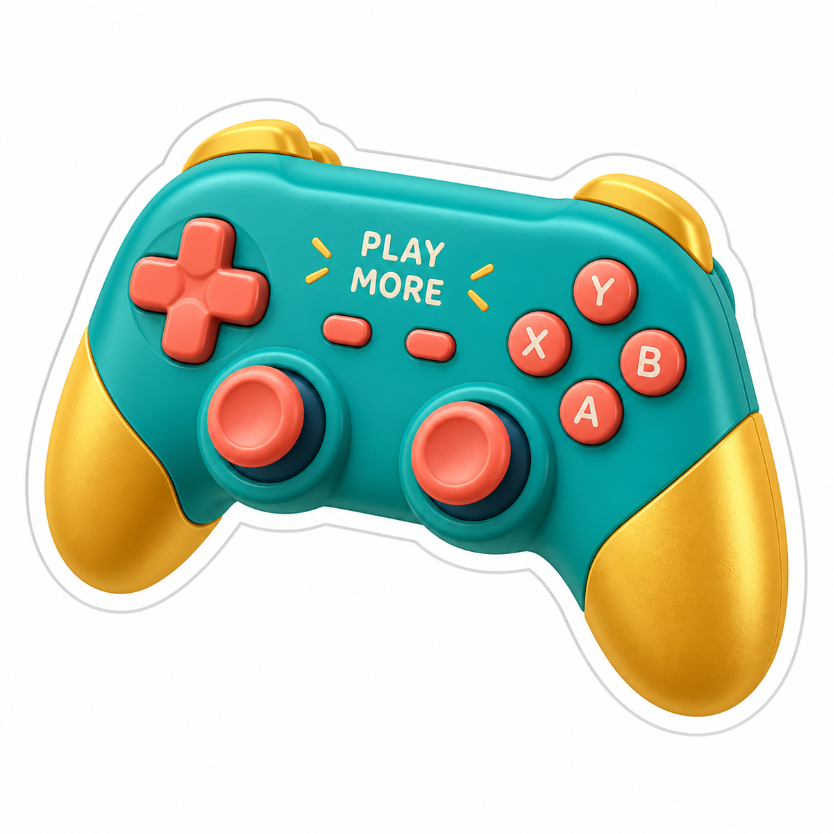 Teal Game Controller Teal Coral Vinyl Sticker Decal