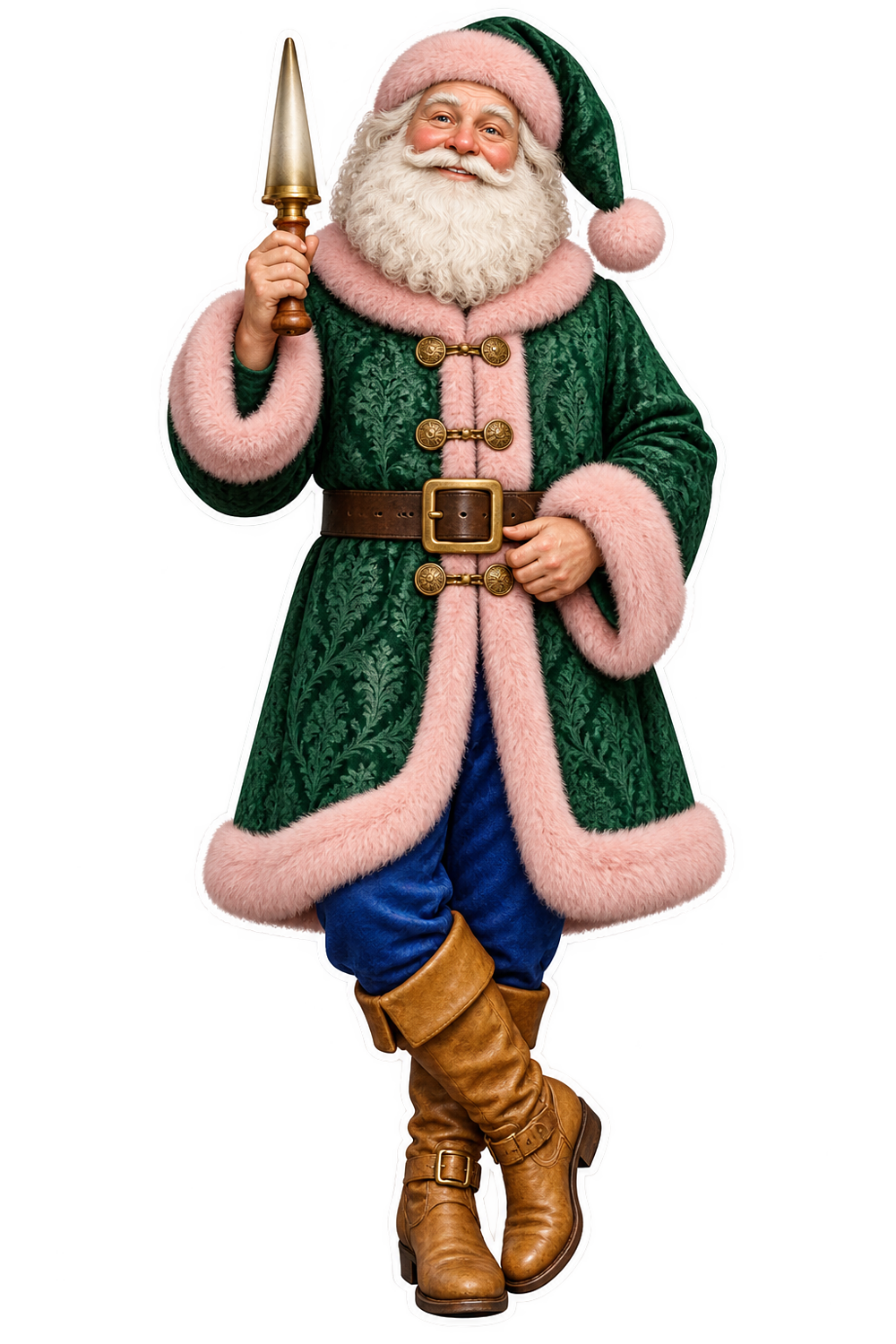 Santa Antique Horn Brass Cane Ferrule Mandrel Vinyl Sticker Decal