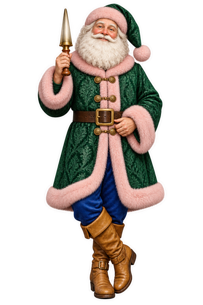 Santa Antique Horn Brass Cane Ferrule Mandrel Vinyl Sticker Decal