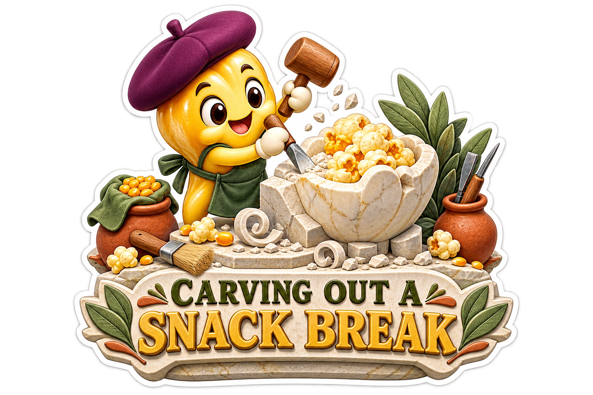 Carving Out a Snack Break Mango Artist Vinyl Sticker Decal