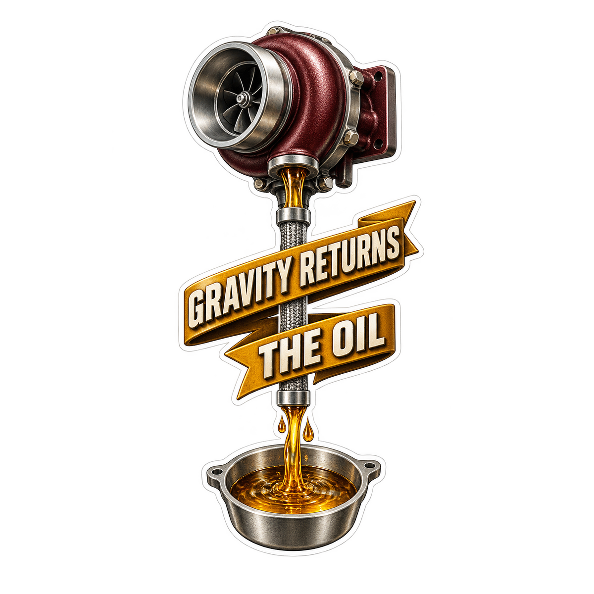 Turbo Oil Drain Gravity Return Vinyl Sticker Decal