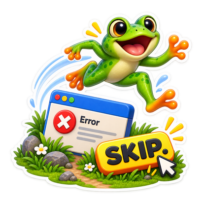 Skip Frog Leaping over Error Message Vinyl Sticker Decal