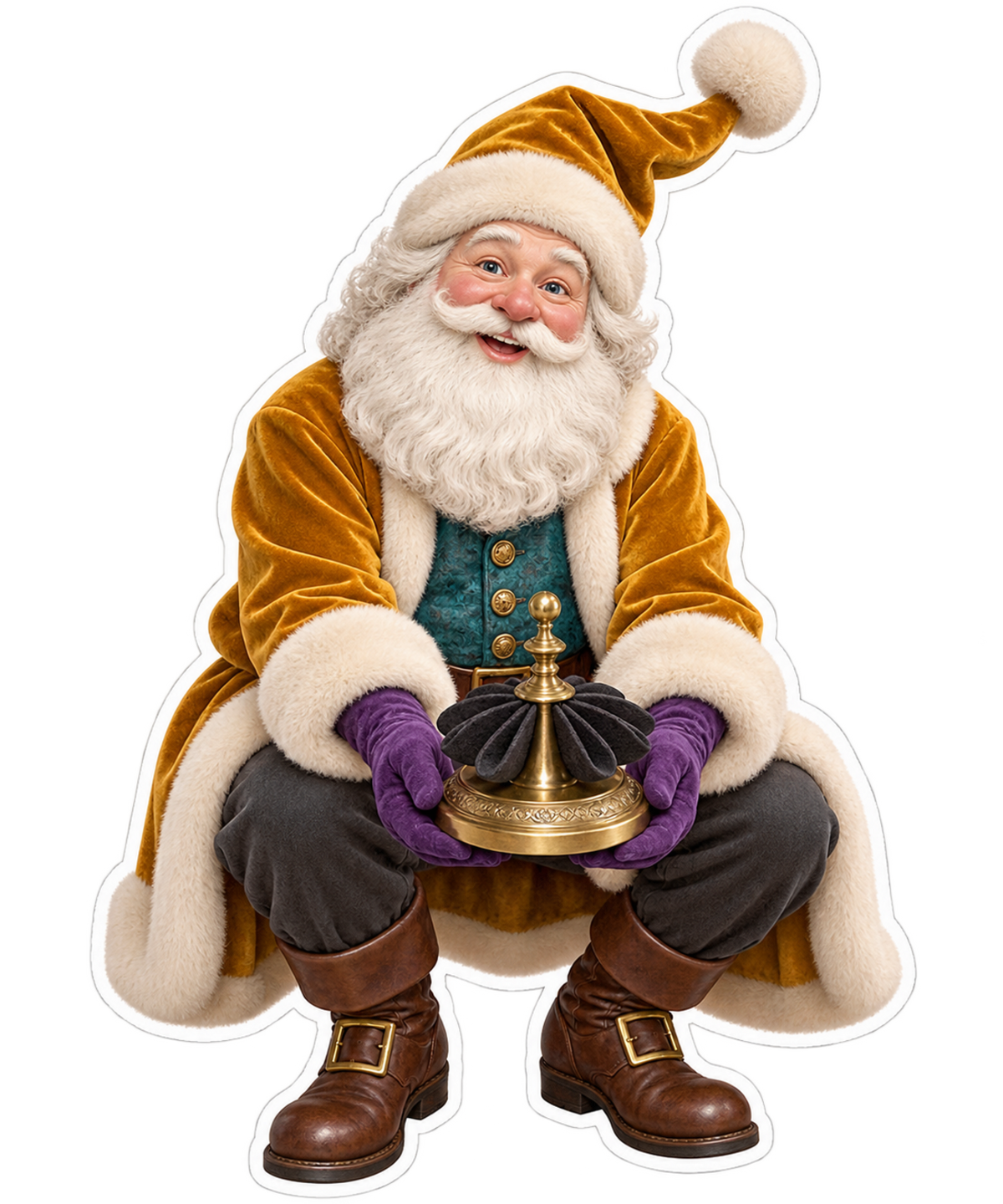 Santa Victorian Brass Layered Felt Pen Wiper Vinyl Sticker Decal