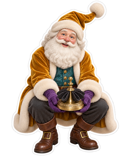 Santa Victorian Brass Layered Felt Pen Wiper Vinyl Sticker Decal