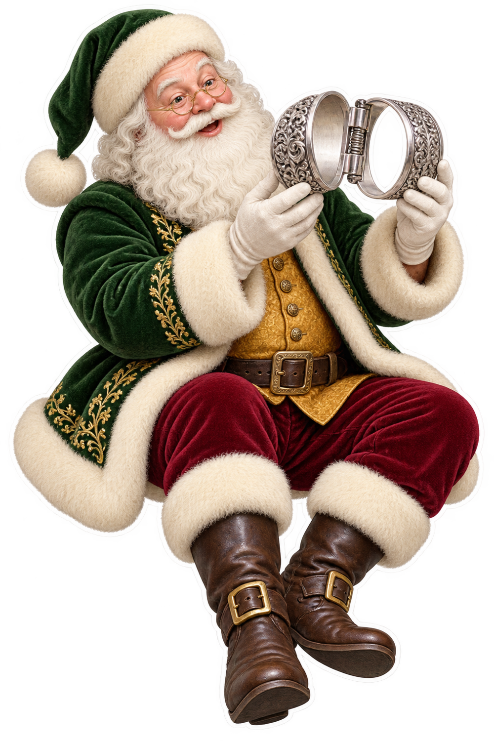 Santa Victorian Silver Napkin Ring Clamp Vinyl Sticker Decal