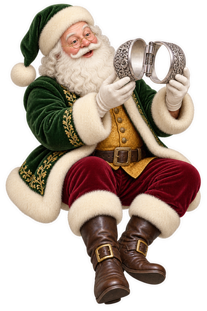 Santa Victorian Silver Napkin Ring Clamp Vinyl Sticker Decal