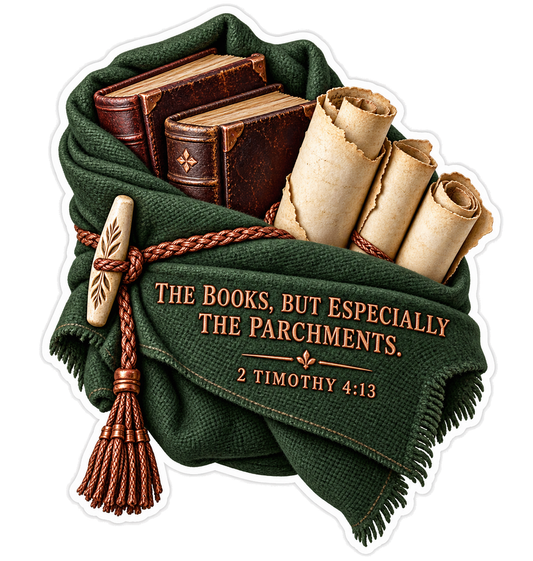 Bible 2 Timothy 4 13 Cloak Books Parchments Vinyl Sticker Decal