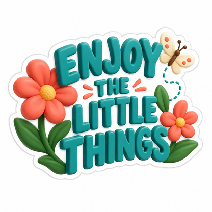 Enjoy The Little Things Teal Coral Vinyl Sticker Decal