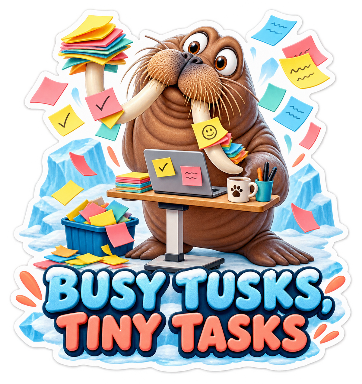 Busy Tusks Walrus Vinyl Sticker Decal