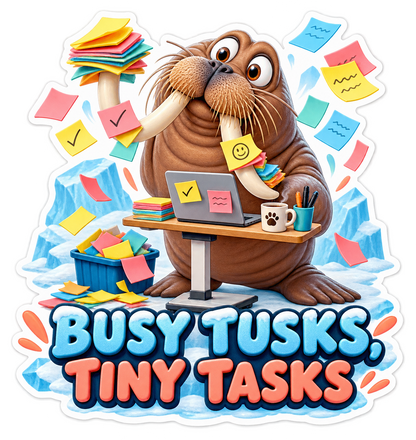 Busy Tusks Walrus Vinyl Sticker Decal