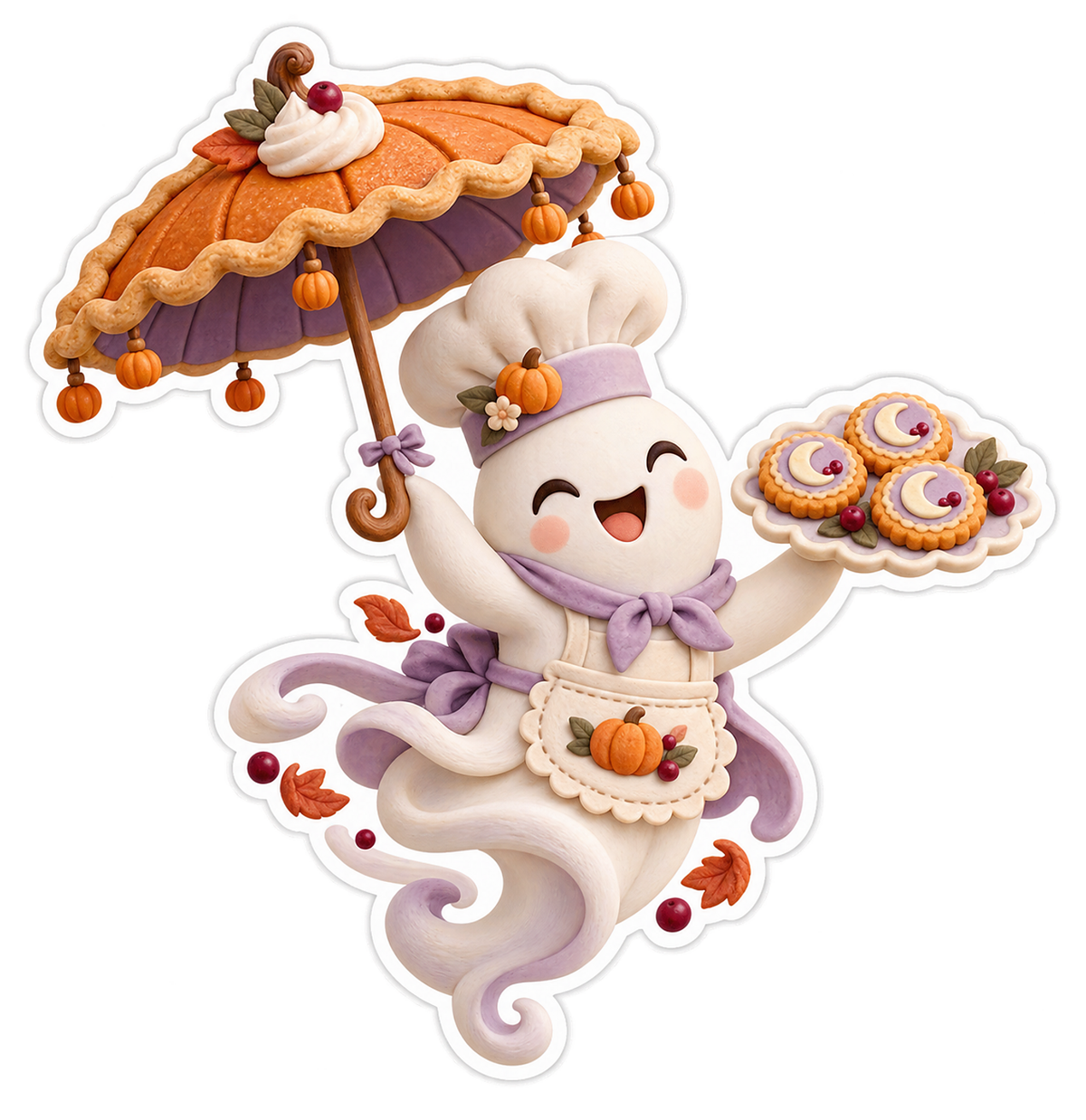 Apricot Clay Ghost Baker Pumpkin Pie Parasol Vinyl Sticker Decal