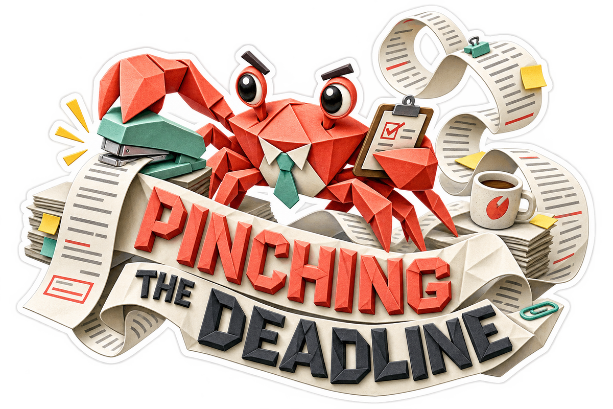 Pinching the Deadline Paper Crab Vinyl Sticker Decal